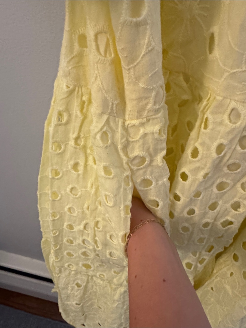 &merci Butter Yellow Eyelet Tiered Mini Dress - Picture 4 of 5